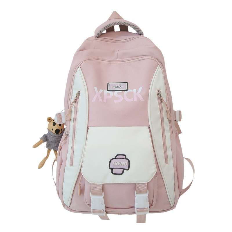 A lightweight and versatile college student backpack, a large-capacity, trendy letter design backpack for women, and a couple's casual backpack for going out Item Picture