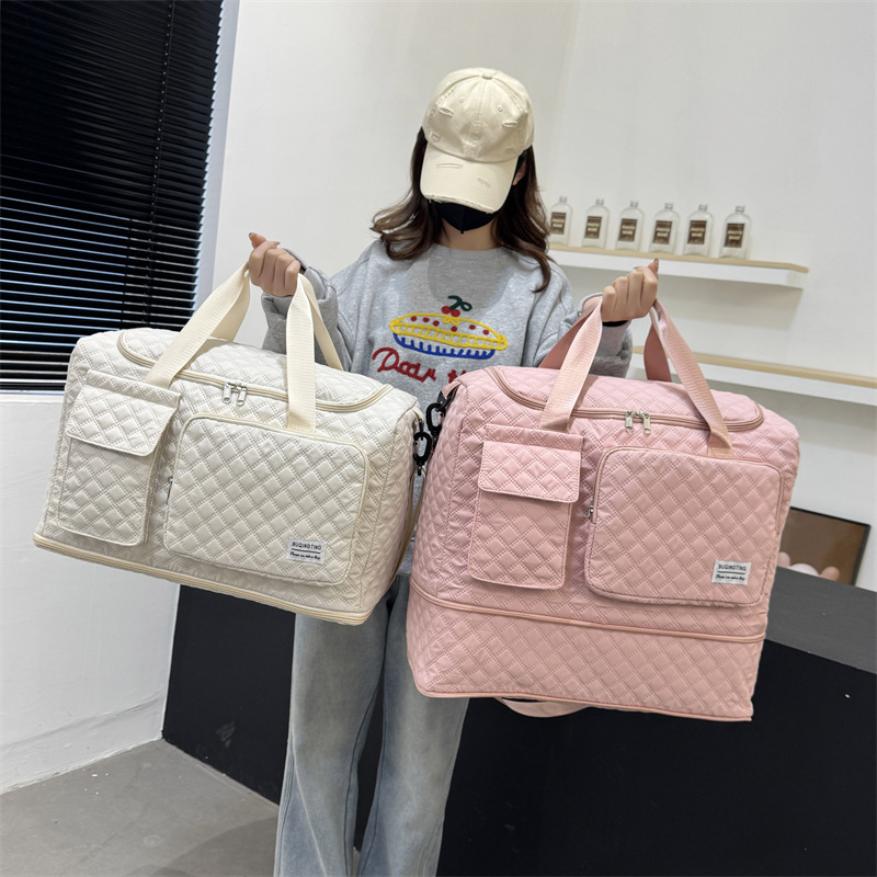 The new short-distance travel bag, diamond-shaped dry and wet separation sports handbag, expandable large-capacity yoga bag and fitness bag details Picture