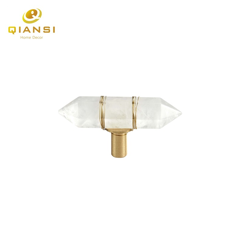 Nordic wardrobe door, drawer, cabinet, shoe cabinet handle, minimalist original design, American brass natural crystal handle Specification drawing