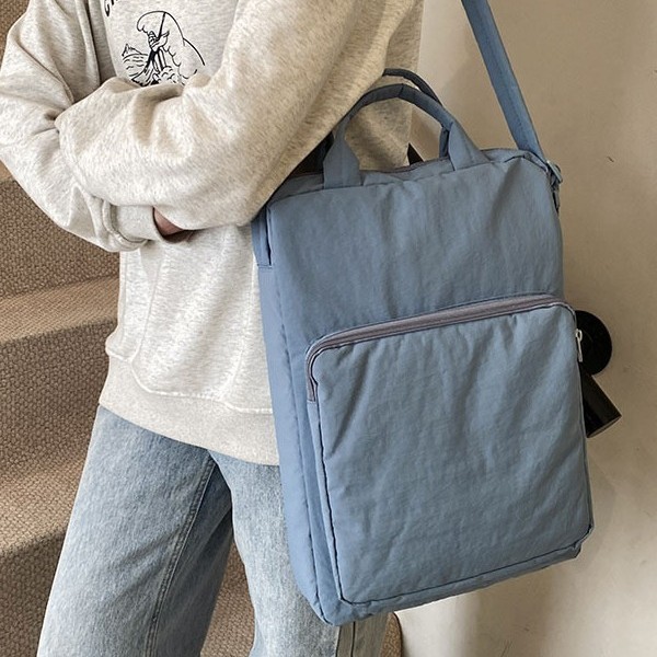 Large-capacity tablet bag, student crossbody bag for class, commuter women's single-shoulder bag, simple nylon fabric bag, handbag Specification drawing