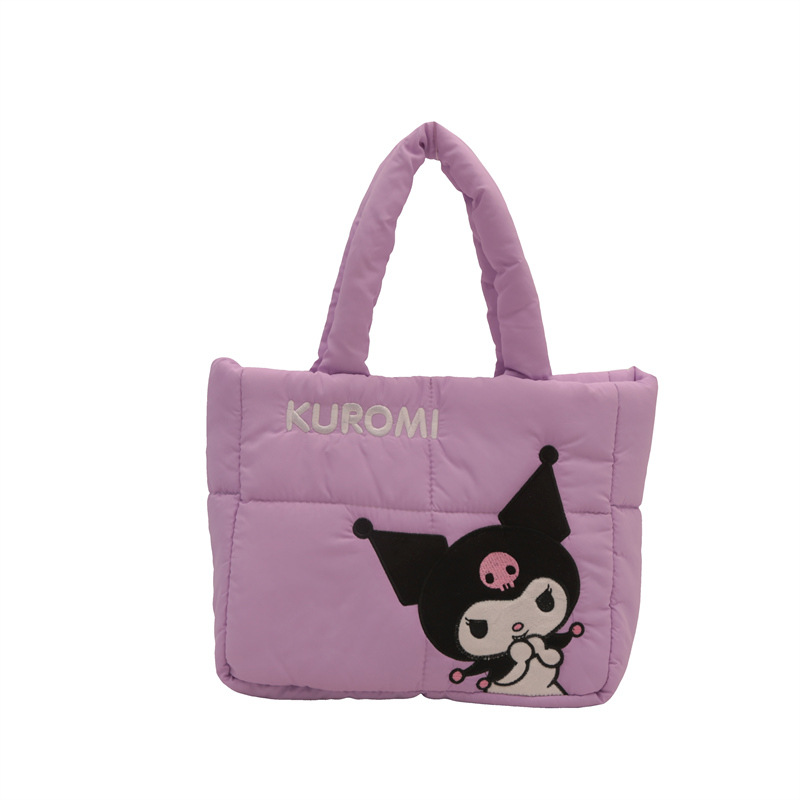 New cartoon down fabric hand-held shoulder bag, cute and portable tote bag, girlish commuting and school crossbody wholesale Item Picture