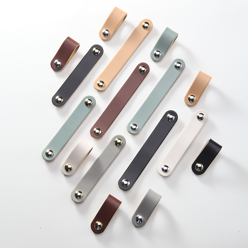 Classic and simple leather bags, drawers, cabinets, leather handles, cross-border hardware, leather handles, drawer door handles Item Picture