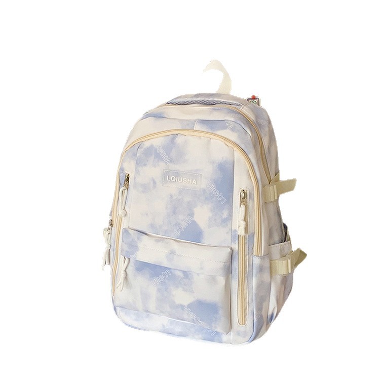 Personalized and trendy tie-dyed backpacks for male and female college students, fashionable backpacks for junior high school and senior high school students, large-capacity backpacks Item Picture