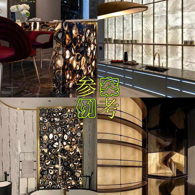Acrylic translucent board, snowflake stone, resin board, artificial stone countertop, decorative board, bar counter, luminous board, translucent cloud stone board details Picture