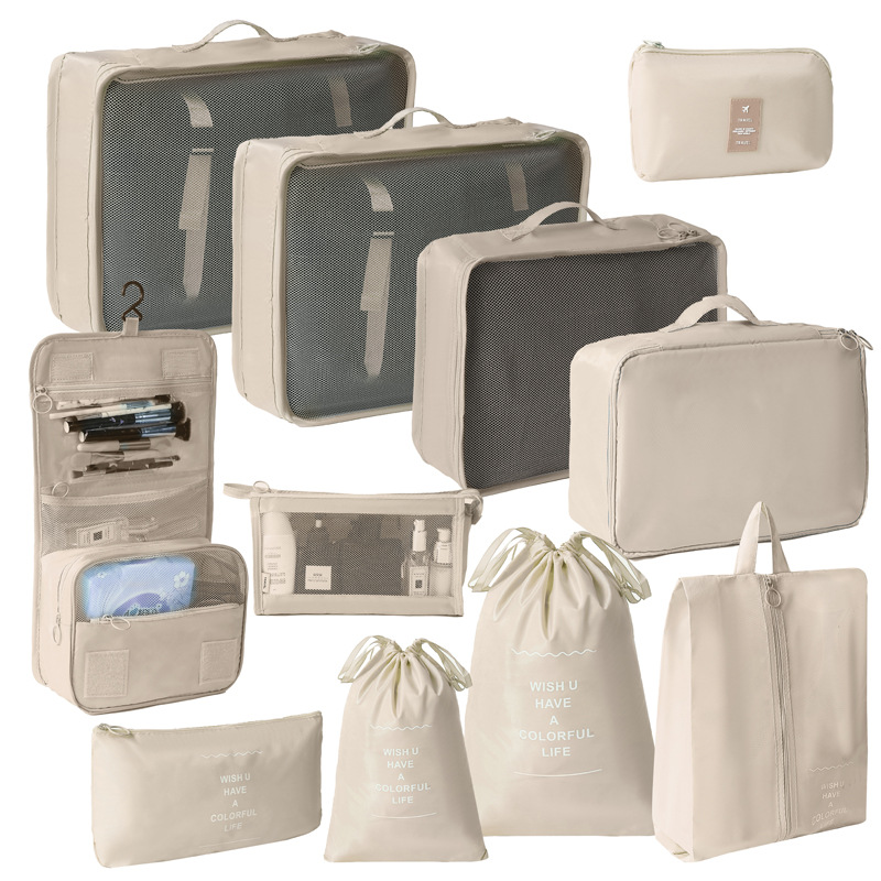 Cross-border exclusive travel storage bags, 6-7-9-piece sets, travel clothing and underwear compartments, luggage storage bags full figure