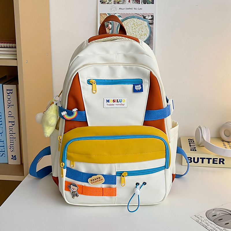 The schoolbag is in an InS-style Korean style with contrasting colors. It's a large-capacity backpack for junior high school students, simple and trendy. It's a relaxing backpack that reduces the burden on students Specification drawing