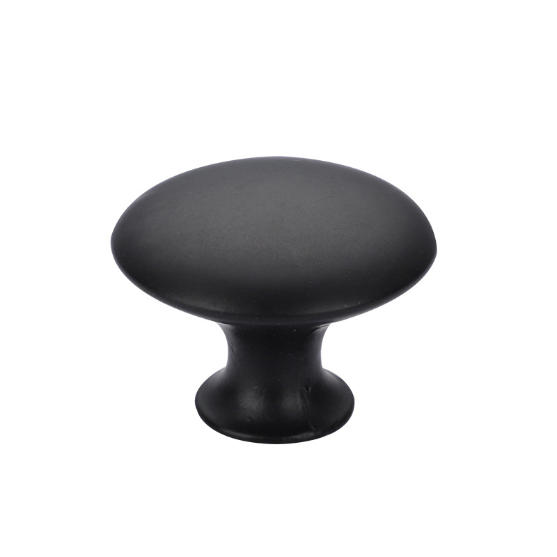 902 Simple wardrobe, round stainless steel drawer handle, European mushroom-shaped porcelain white, black single-hole handle Item Picture