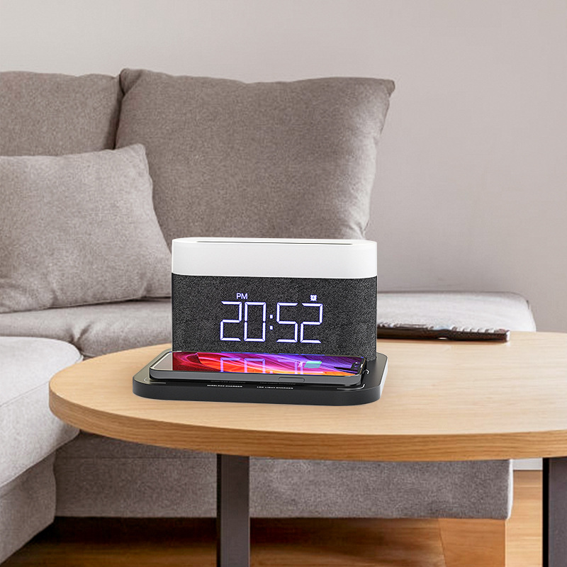 Shenzhen factory's multi-functional three-in-one magnetic wireless charging LED time screen alarm clock 15W fast charging touch stepless adjustment details Picture