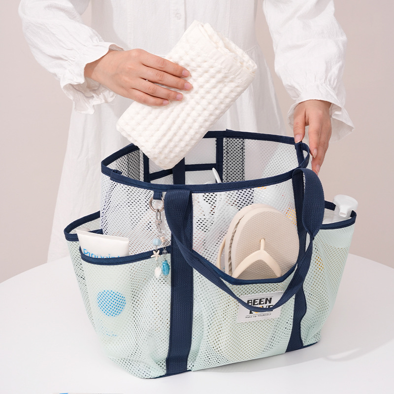 Runhui's new Hawaiian Tote beach bag, large-capacity fitness swimsuit storage bag, portable hand-held grid bag Specification drawing