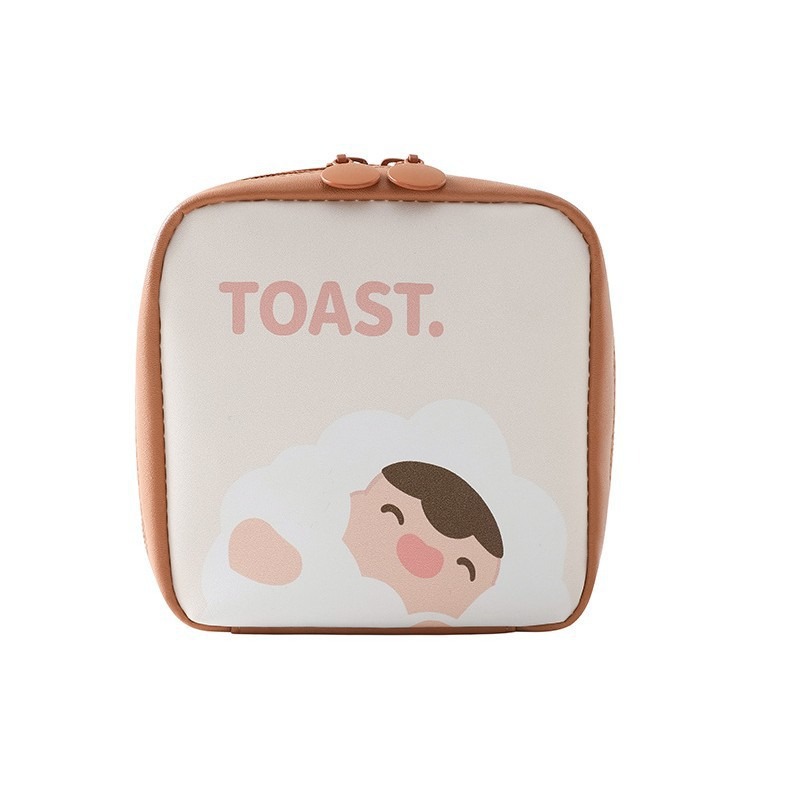 PU large-capacity portable mini menstrual storage bag, water-repellent sanitary pad storage bag, loose change cartoon storage bag Item Picture