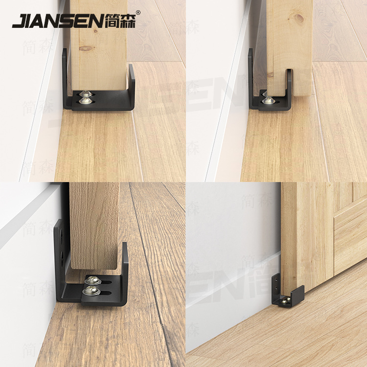 Barn door wall slotted anti-sway device, wall slotted anti-sway device, white and black iron wall guide, stainless steel anti-sway device details Picture