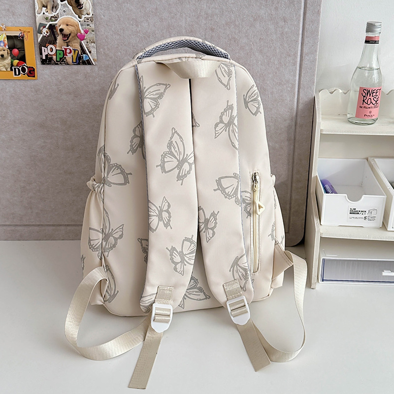 Girls' schoolbag, Korean version, high appearance level, butterfly print backpack, large capacity and versatile backpack for junior and senior high school students Specification drawing