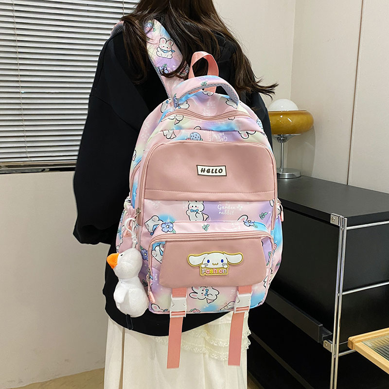 New Korean cartoon pattern girls' schoolbag, cute high school students' backpack, large-capacity and stylish junior high school students' backpack full figure