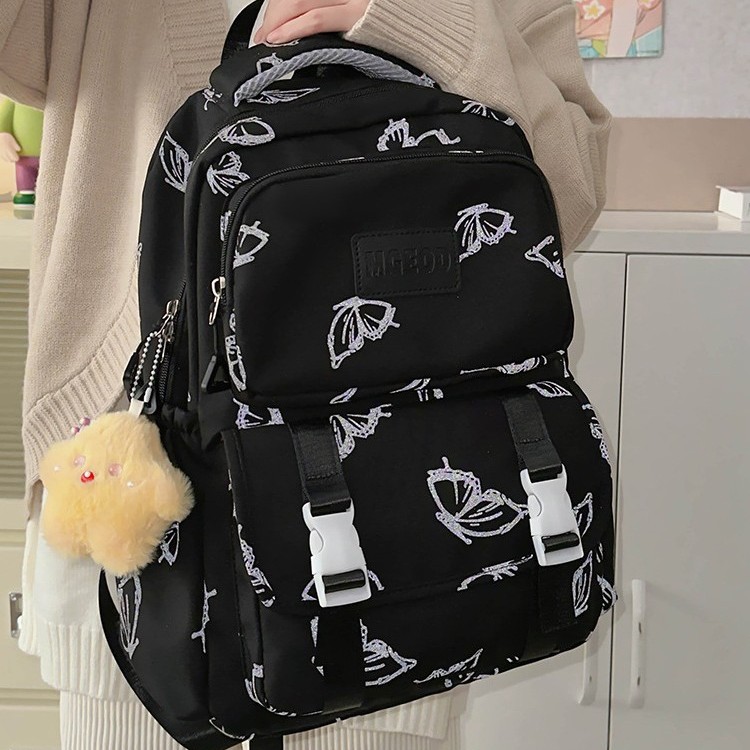 Cute schoolbag, high school large-capacity backpack, student cartoon new style printed versatile computer bag backpack full figure