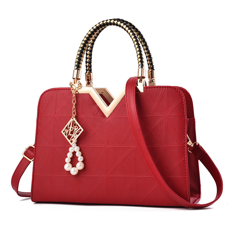 New V-shaped patterned cross-border trade large-capacity, stylish and elegant Korean-style simple women's bag, one-piece consignment full figure
