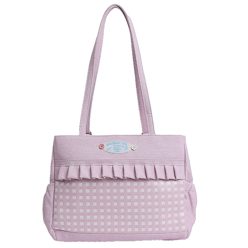 Xiao Duoduo uses a large-capacity canvas bag for a single shoulder, a new stylish and eye-catching lace tote bag for a backpack Item Picture