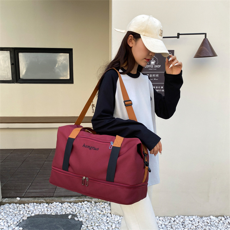 New cross-border fitness bags, convenient shoe compartments, boarding luggage bags, large-capacity waterproof men's and women's casual single-shoulder travel bags Specification drawing