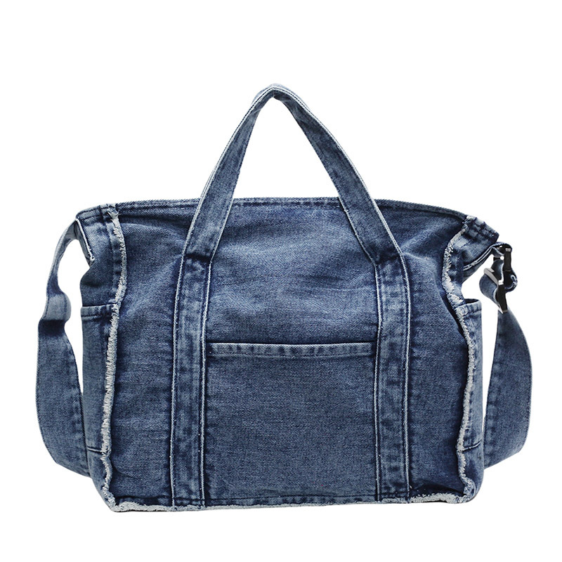 Spring 2025 new vintage denim bag, large-capacity cross-border women's single-shoulder hand-carry commuter bag, Tote ladies' bag Item Picture