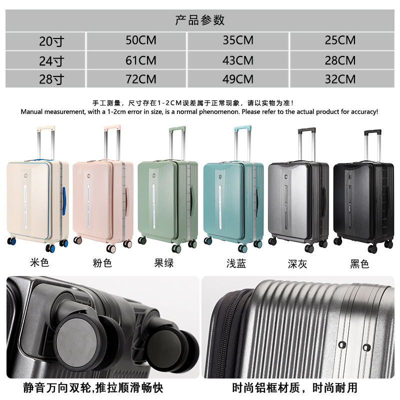 Cross-border customized full PC trolley case hard shell travel case 20, 24, 28 inch three-piece set aluminum frame suitcase universal wheels Application Scenario