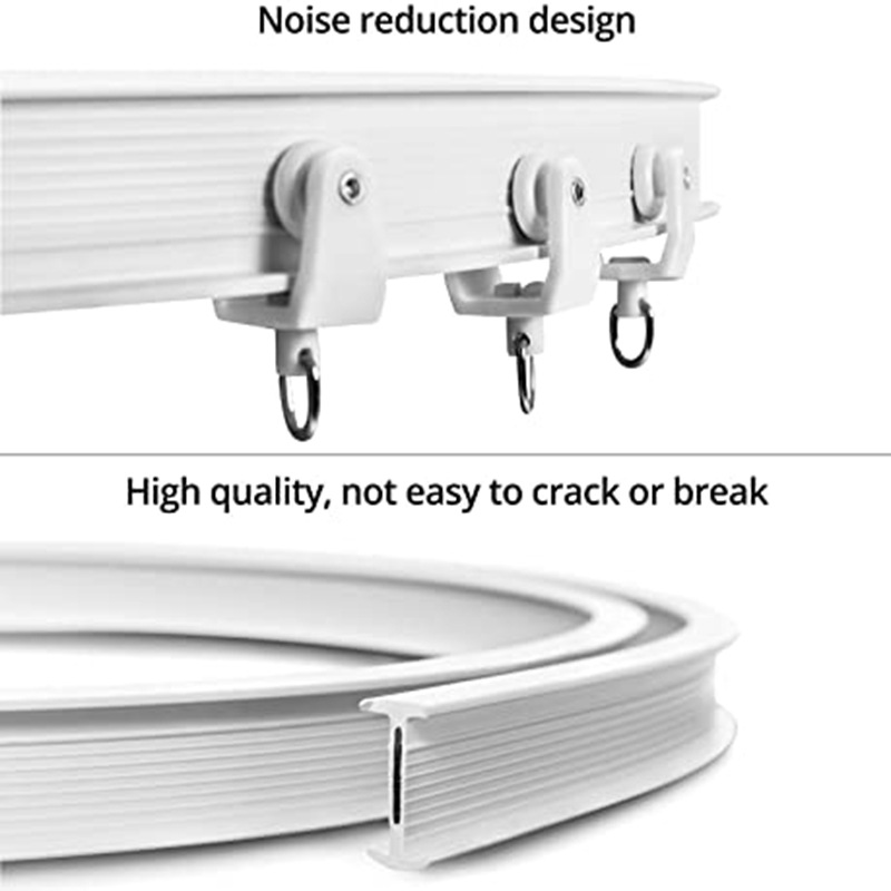 Cross-border retail curtain curved rail 2-meter plastic steel plastic track, flexible guide rail with accessories set Specification drawing