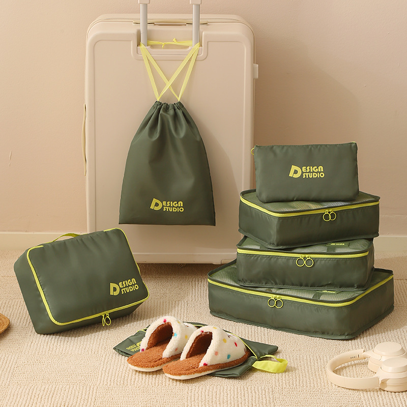 Dopamine Travel Storage Seven-piece Set, thickened twill storage bag, multi-functional portable suitcase storage bag, waterproof Specification drawing