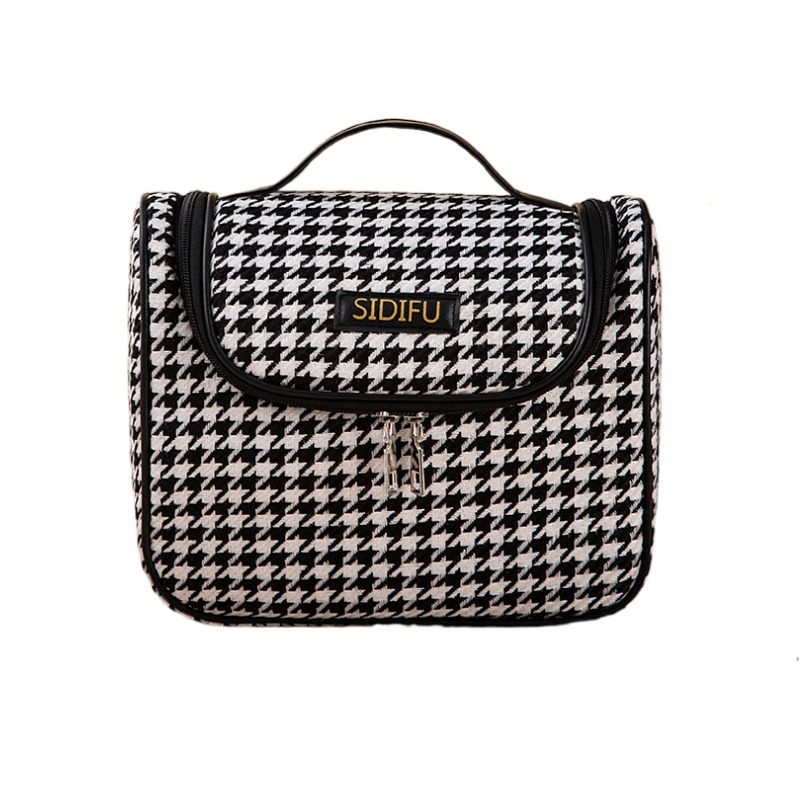 Thousand Bird Grid Makeup and toiletry Bag, Travel Hook Toiletry Bag, Underwear Storage Bag, hand-held Super large capacity Three-piece set Item Picture