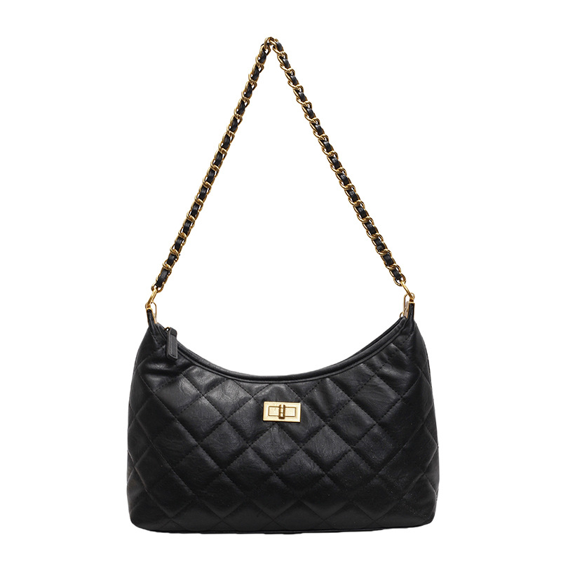 Retro diamond-shaped chanel-style chain tote bag for women, 2025 new style, versatile for commuting, underarm bag, single-shoulder bucket bag Item Picture