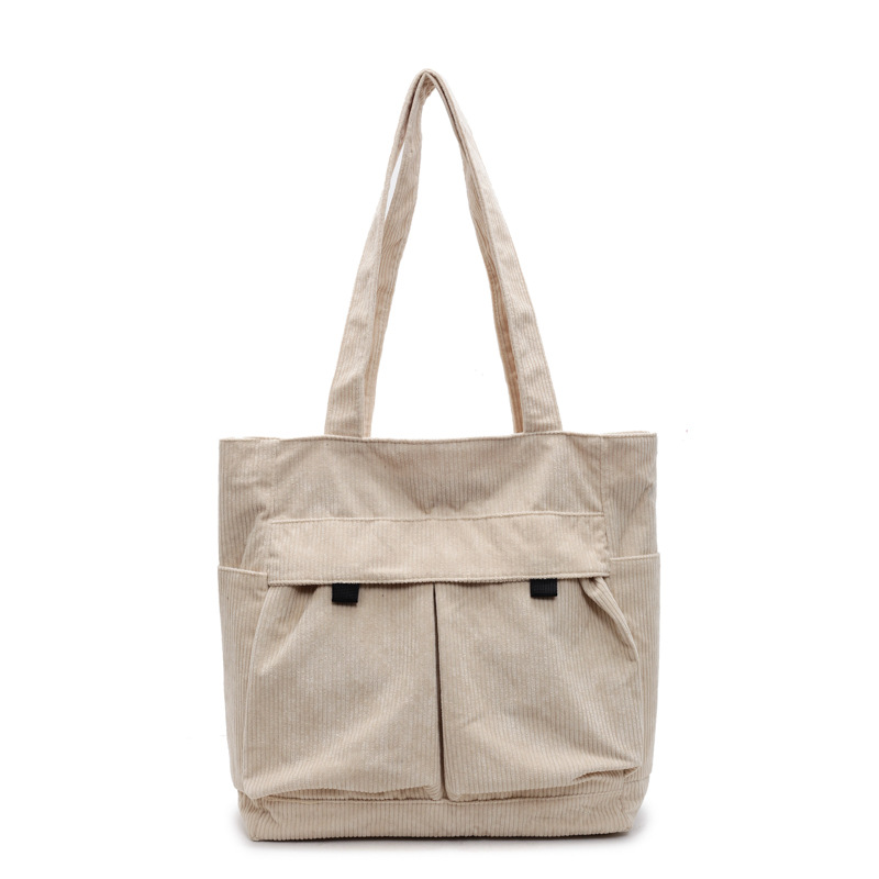 Cross-border spring new corduroy single-shoulder bag, versatile tote bag for women, Japan and South Korea, student commuting and casual handbag Item Picture