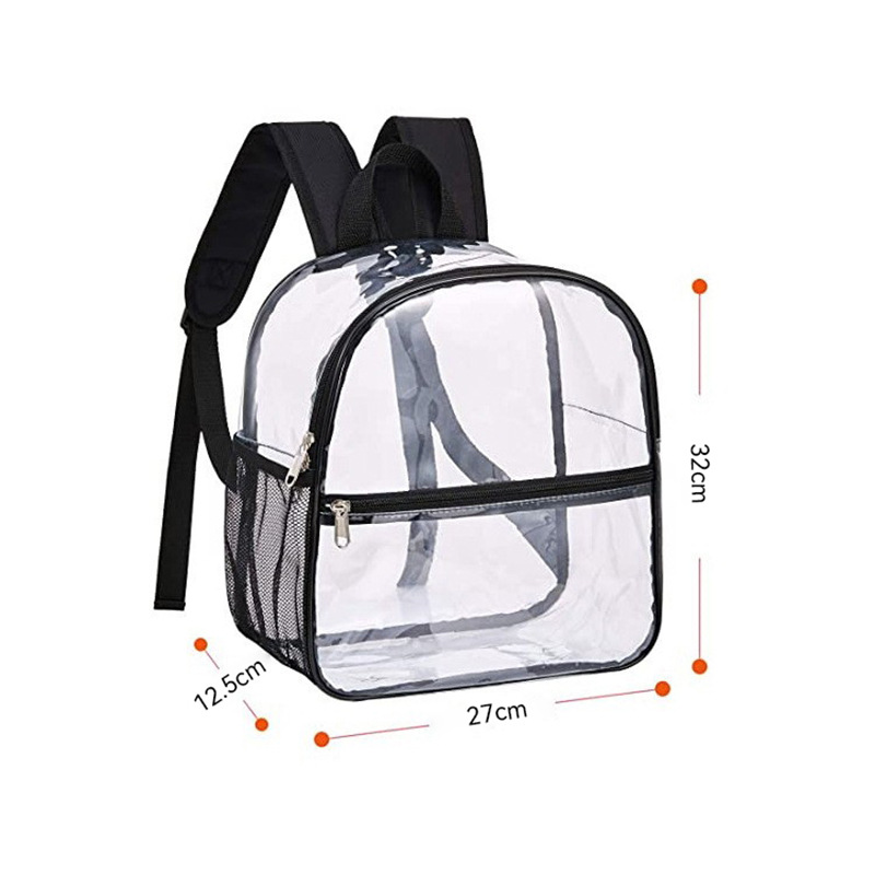 pvc cross-border transparent backpacks, outdoor portable large-capacity backpacks, lightweight and simple student schoolbags, factory direct sales details Picture