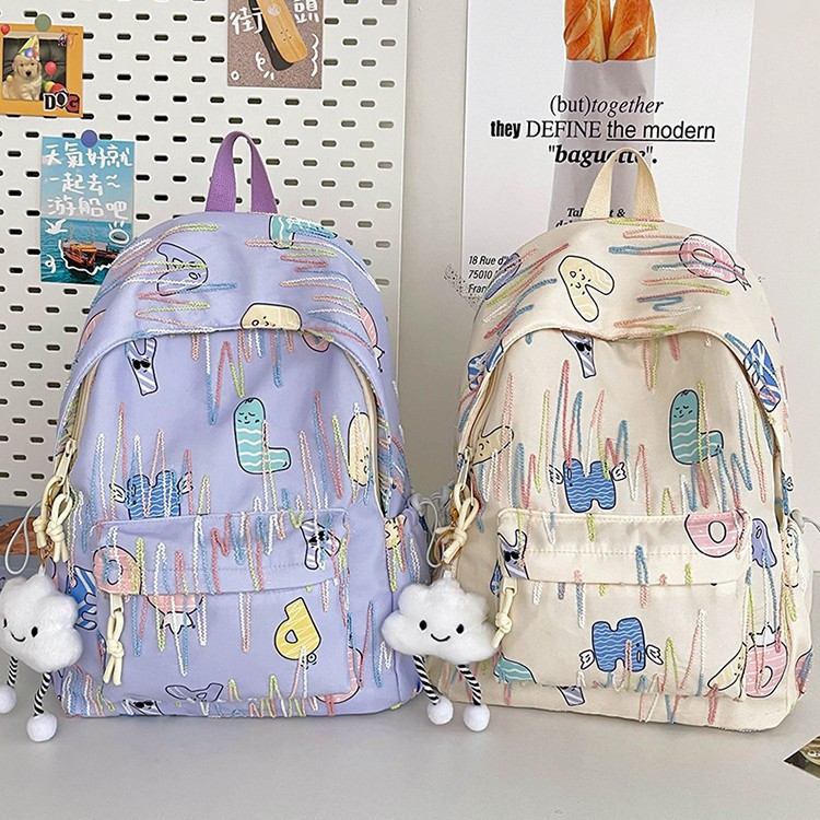 Ins-style large-capacity schoolbag for junior high school, senior high school and college students, high appearance level, simple and cute campus backpack details Picture