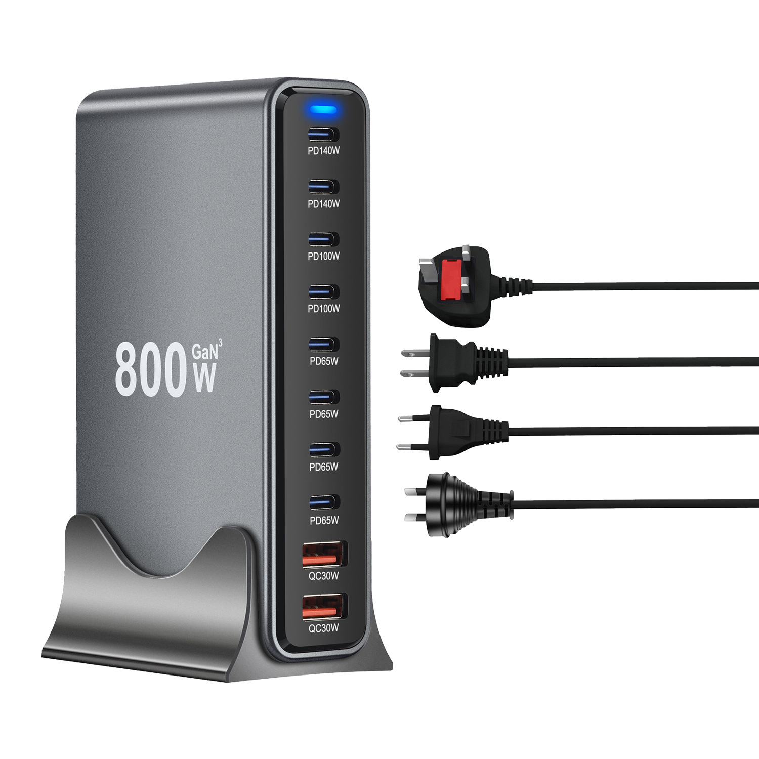 800W new gallium nitride PD charger 8C2A multi-port charger 800W multi-functional desktop charger Item Picture