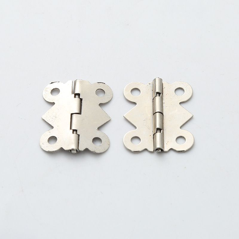 Antique-style butterfly hinge cabinet hardware accessories, lace hinges, retro rounded corner hinges, wooden box, fixed fasteners, connecting pieces details Picture