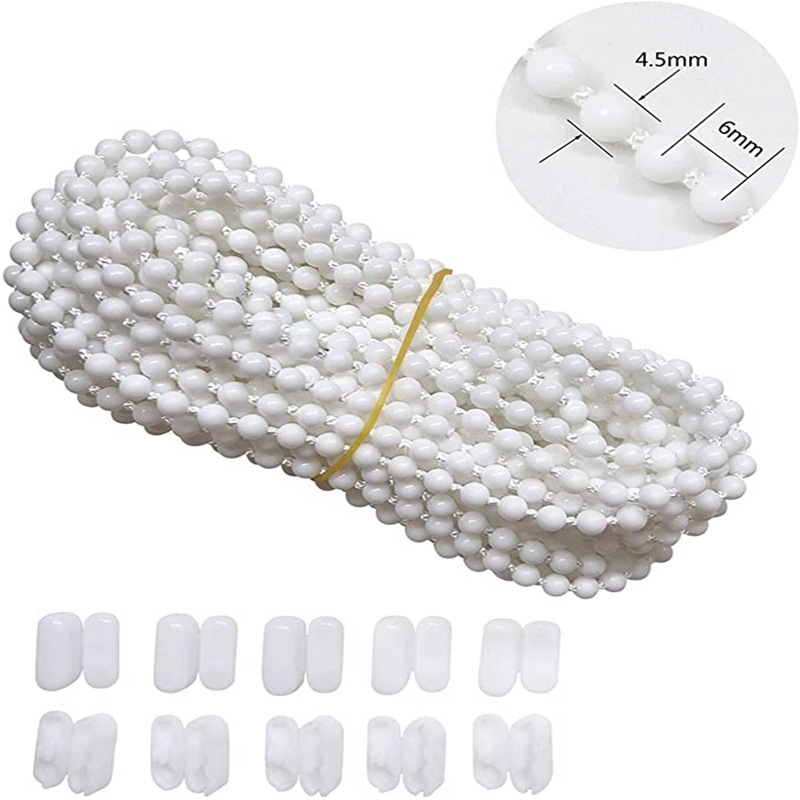 Cross-border supply of 10-meter bead chain, 10-piece bead buckle set, roller blind curtain accessories, 4.5*6MM close-string beads details Picture
