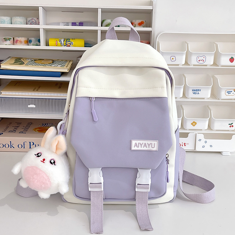 New large-capacity casual schoolbag for girls, cute and lightweight travel backpack, college style backpack for junior high school, senior high school and primary school students details Picture
