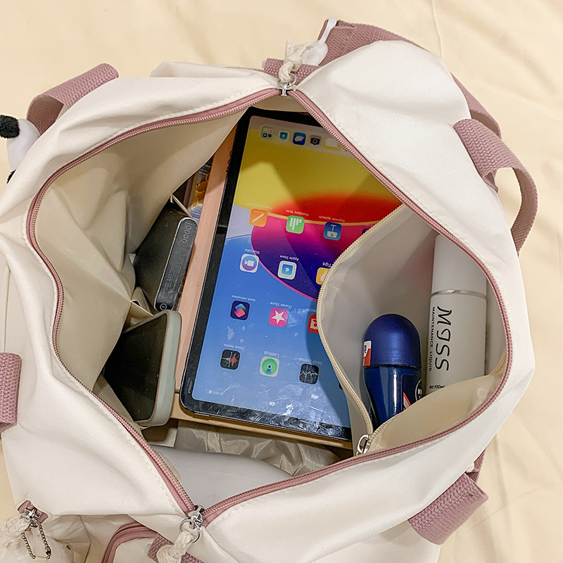 Cute campus-style travel bag, large-capacity student luggage bag, dry and wet separated storage bag, and can be worn with a handle handbag Specification drawing