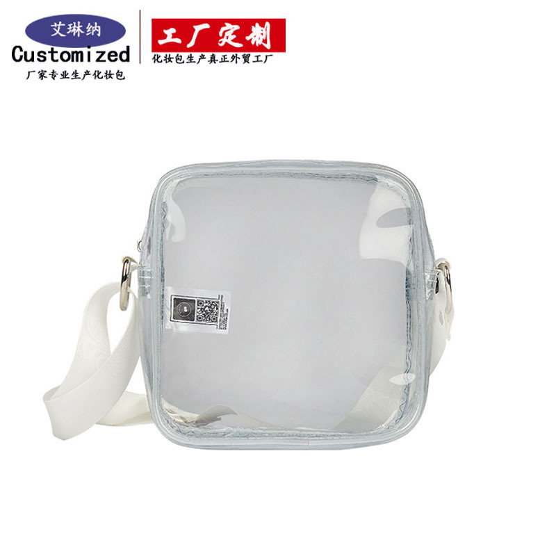 Amazon transparent facial cleanser and skin care products large-capacity storage bag, single-shoulder square crossbody makeup bag processing and customization details Picture