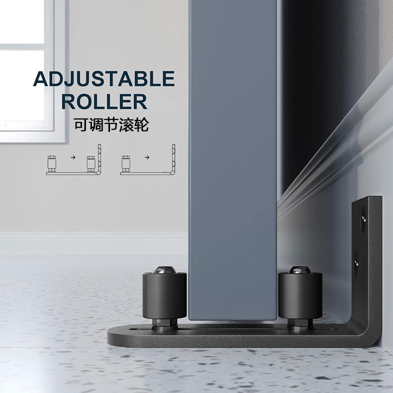 In-stock barn door hanging rail anti-sway hardware accessories, sliding door anti-sway, slotted L-shaped double-wheel ground guide rail Specification drawing