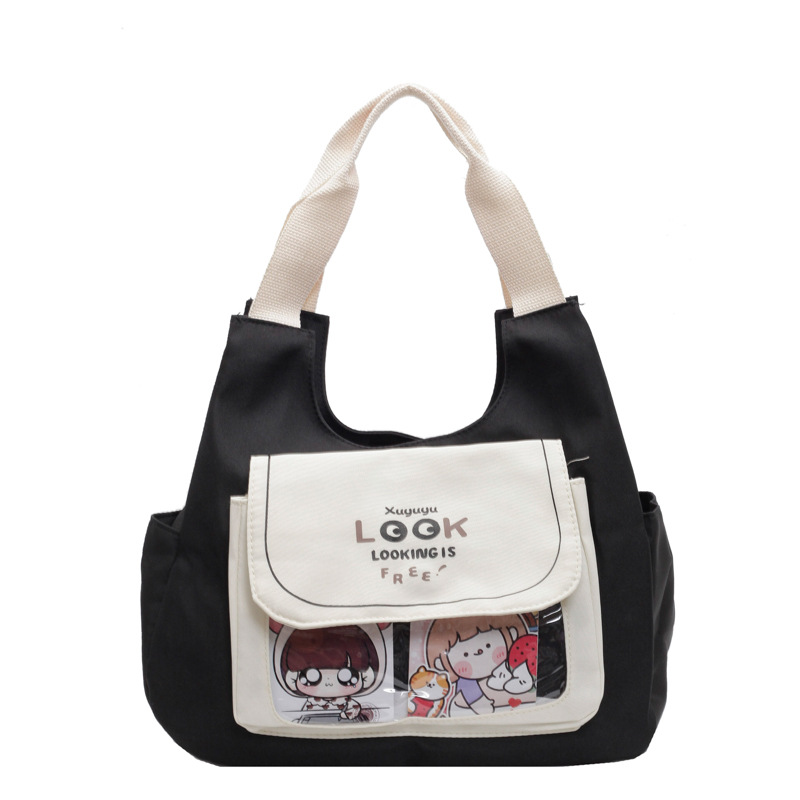 Soft girl hand-held canvas bag for girls, new cute single-shoulder bag, tote bag, large-capacity schoolbag for class Item Picture