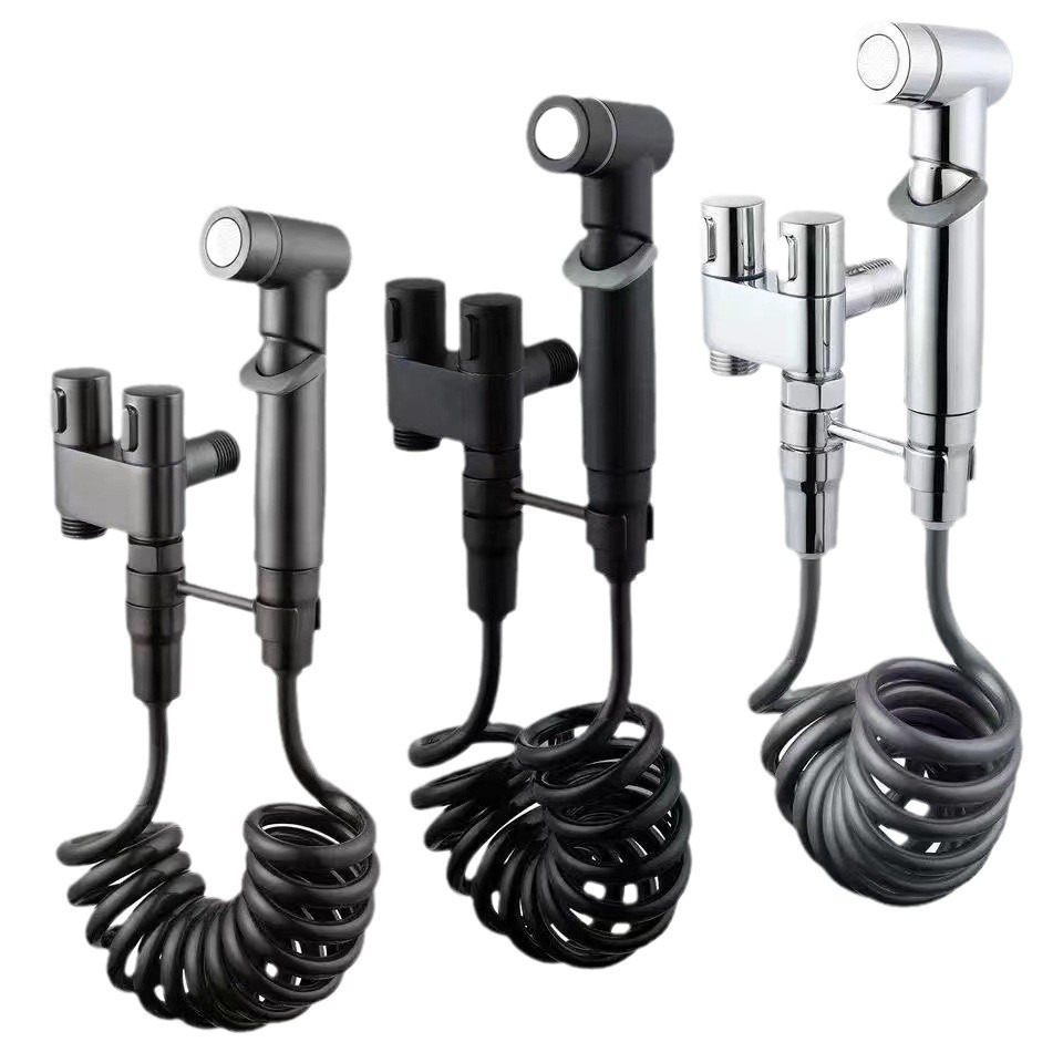 Toilet companion pressurized flushing spray gun set, women's washbasin nozzle, household bathroom Angle valve faucet flushing device Item Picture