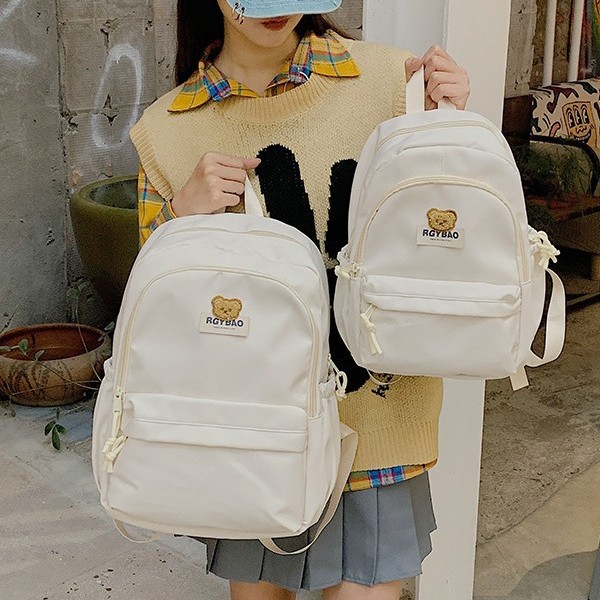Junior high school student backpack: Korean Instagram cream yellow forest style, versatile, high appearance level girl backpack, high school student backpack details Picture