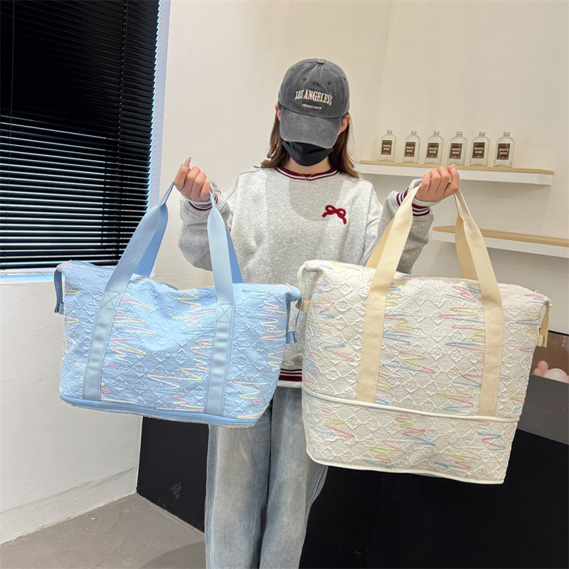 New cross-border travel bag, fashionable embroidered thread portable maternity bag, expandable dry and wet separation outdoor sports yoga bag details Picture