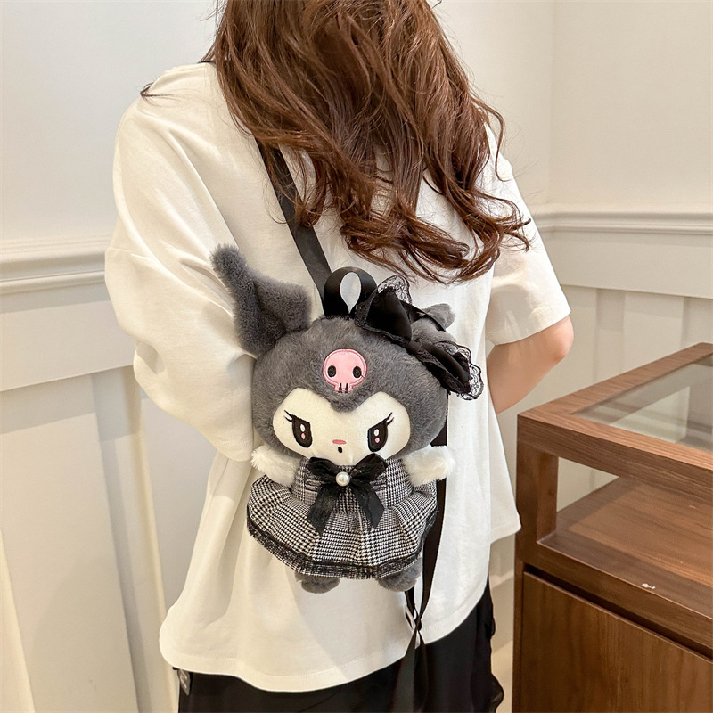 New Katon Japanese-style Kuromi plush backpack, girlish plush doll, cute Melody plush doll claw machine details Picture