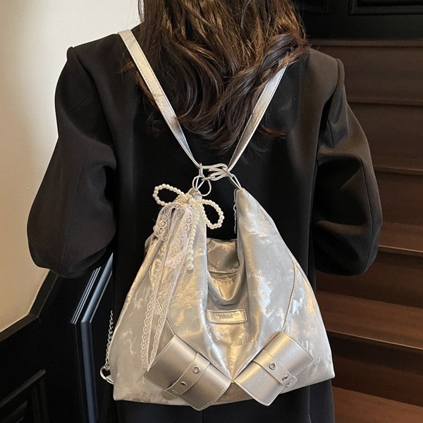 Cross-border single and double shoulder dual-purpose cloth bag for women, 2025 new large-capacity bag, Korean-style lazy style, high-end single-shoulder bag details Picture