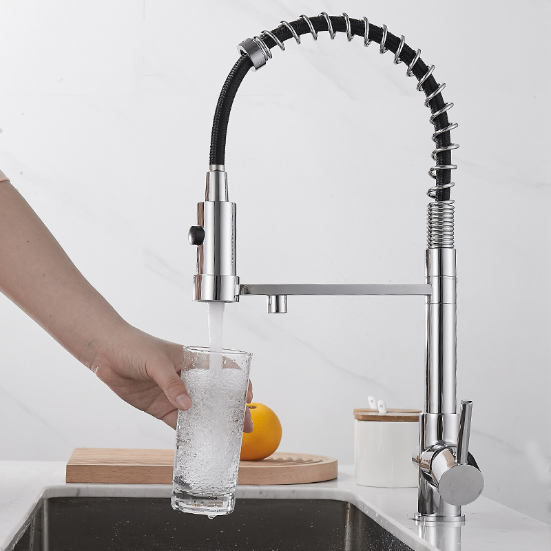 Cross-border three-in-one water purifier faucet with cold and hot spring, American-style kitchen sink, all-copper sink faucet and nozzle details Picture