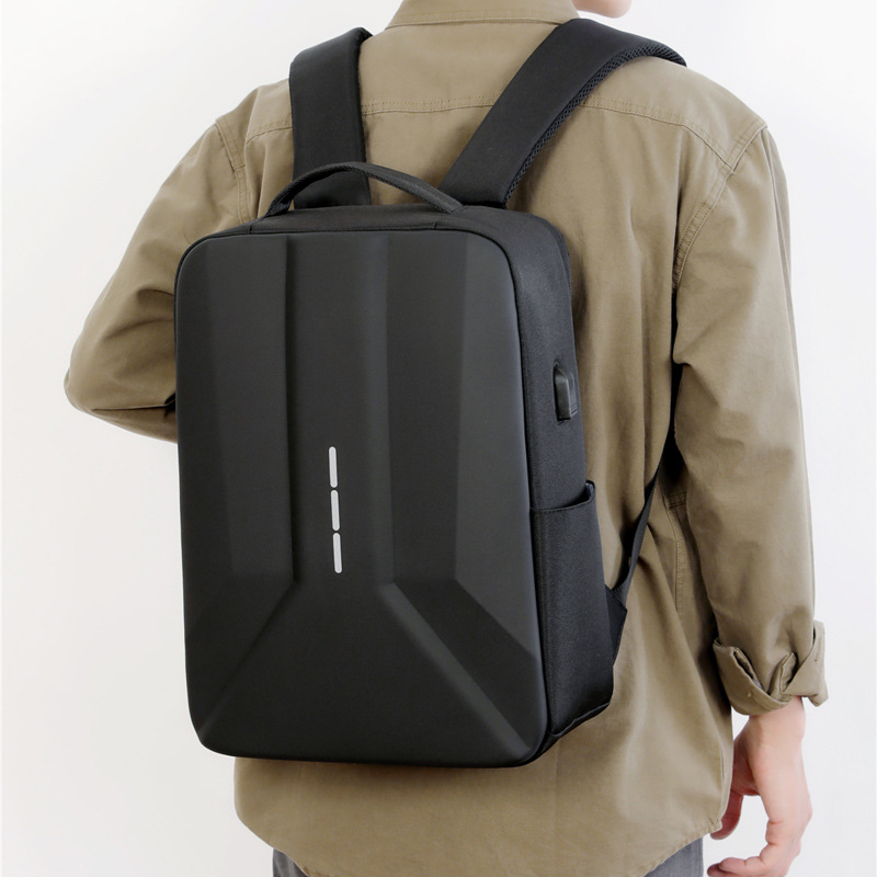 Cross-border men's large-capacity hard-shell backpack, water-resistant, high-end business computer bag, commuting travel backpack full figure