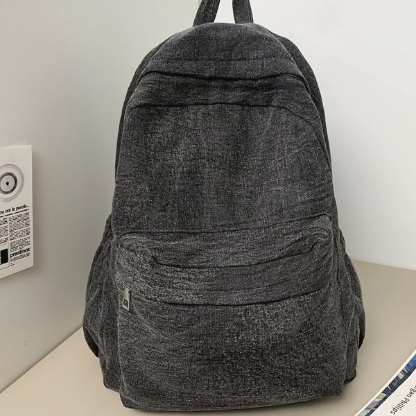 Simple washed denim backpack, retro style, new design, student backpack, casual Korean style college backpack details Picture