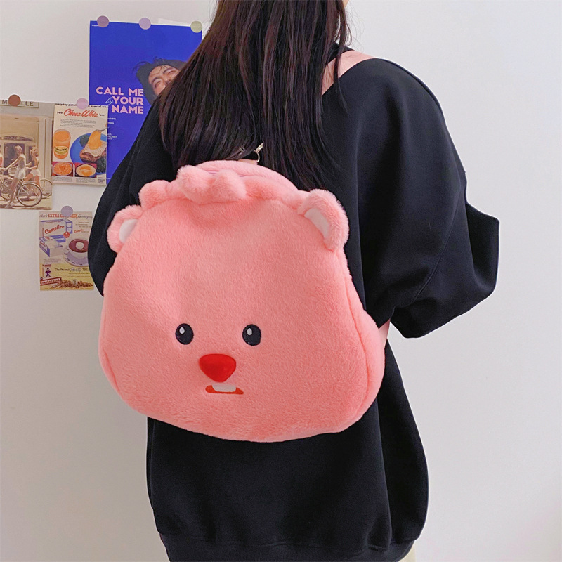 New plush little beaver backpack, cartoon and cute, single-shoulder crossbody bag, girls' makeup handbag manufacturer wholesale Specification drawing