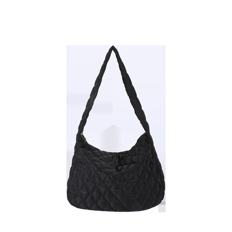 2024 Autumn/Winter new hand-held shoulder women's bag, cloud pleated bag, casual and personalized, large-capacity cotton jacket bag, crossbody bag Item Picture