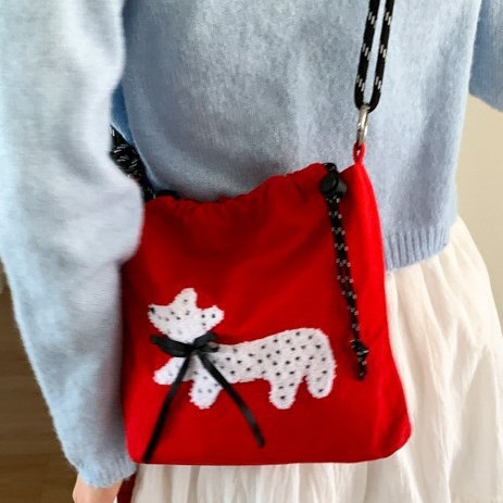 Embroidered cartoon canvas bag, bucket bag, summer phone bag, women's bag, 2025 new versatile single-shoulder crossbody bag, trendy details Picture