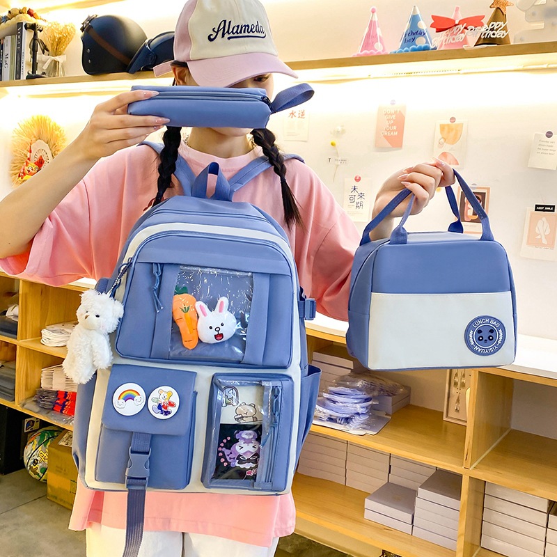 Cross-border Instagram schoolbag for girls, Korean version, large capacity, simple backpack for high school and junior high school, fresh and light outdoor casual backpack Specification drawing